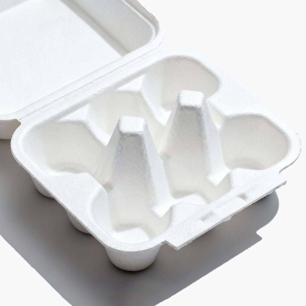 White dry press molded pulp insert & packaging box