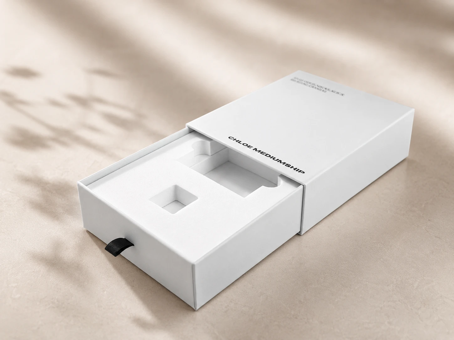 Open rigid gift box with precision-cut insert